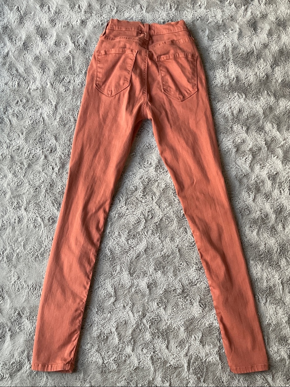 High Rise Ripped Jeans in Rust Orange - Picture 3 of 3